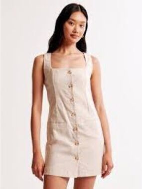 Abercrombie & Fitch Mara Squareneck Linen Blend Vest Mini Dress Size Medium New
